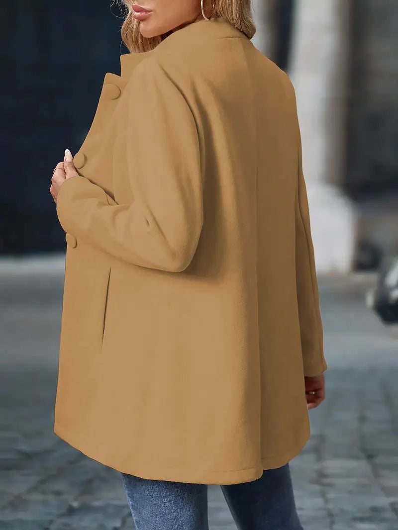 Elegant Stand-Collar Button Coat in Classic Design for Women’s Outerwear