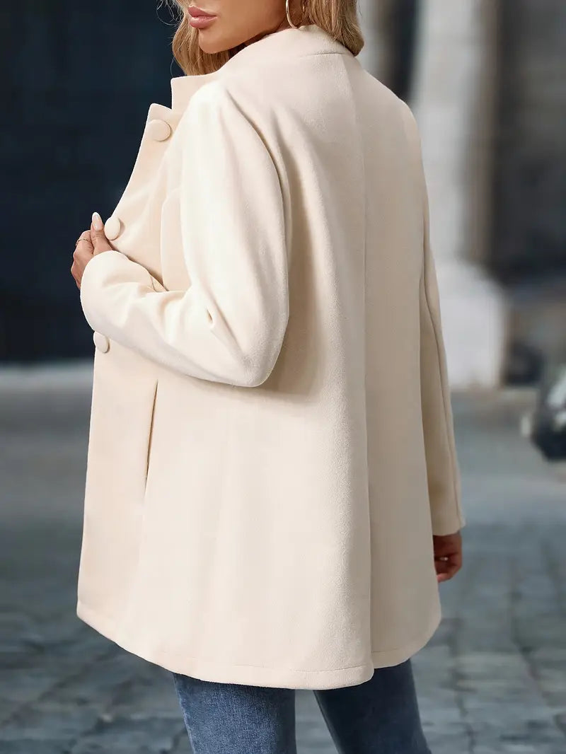 Elegant Stand-Collar Button Coat in Classic Design for Women’s Outerwear
