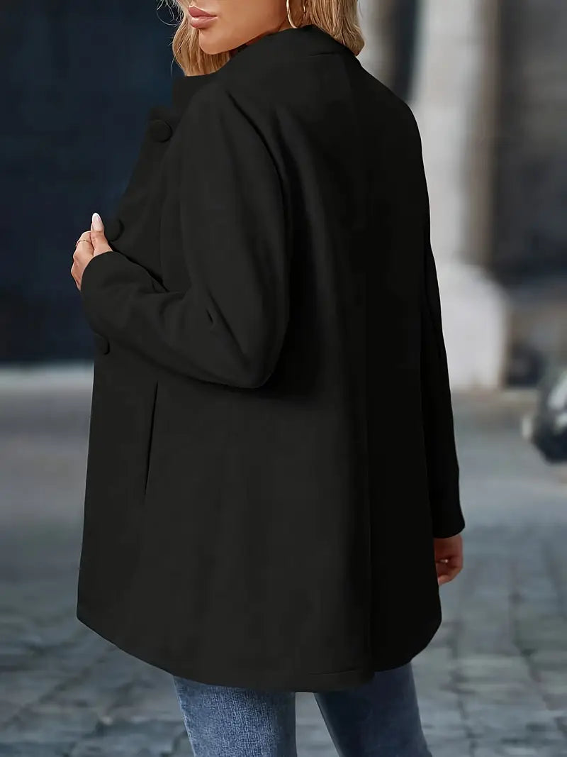 Elegant Stand-Collar Button Coat in Classic Design for Women’s Outerwear