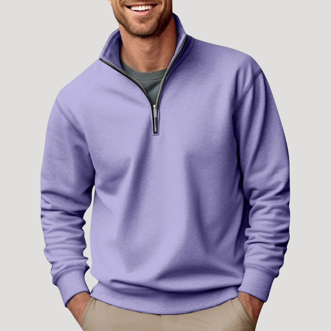 Men's Cotton Half-Zip Sweatshirt - Lightweight, Breathable, Versatile Casual Wear