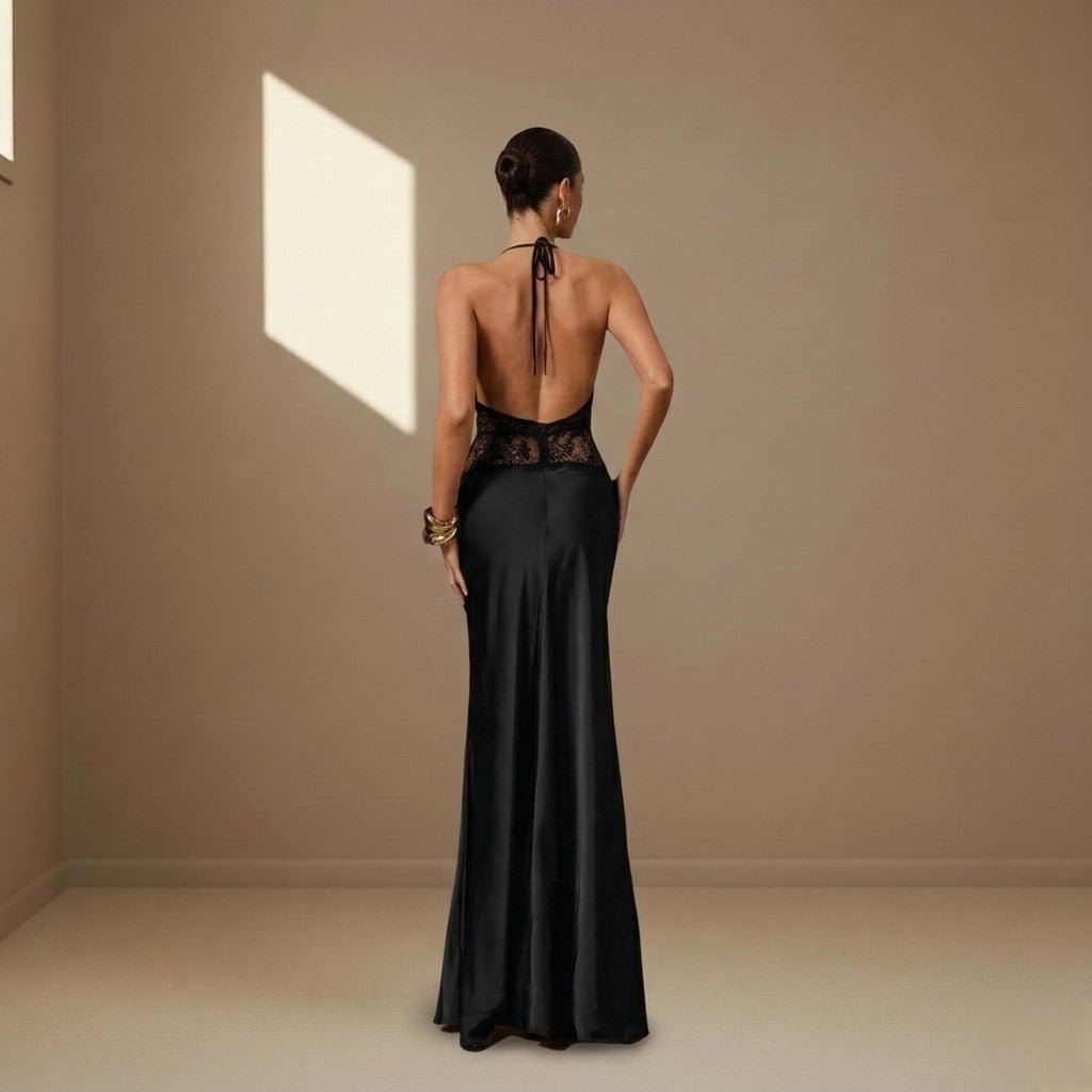 Black satin dress
