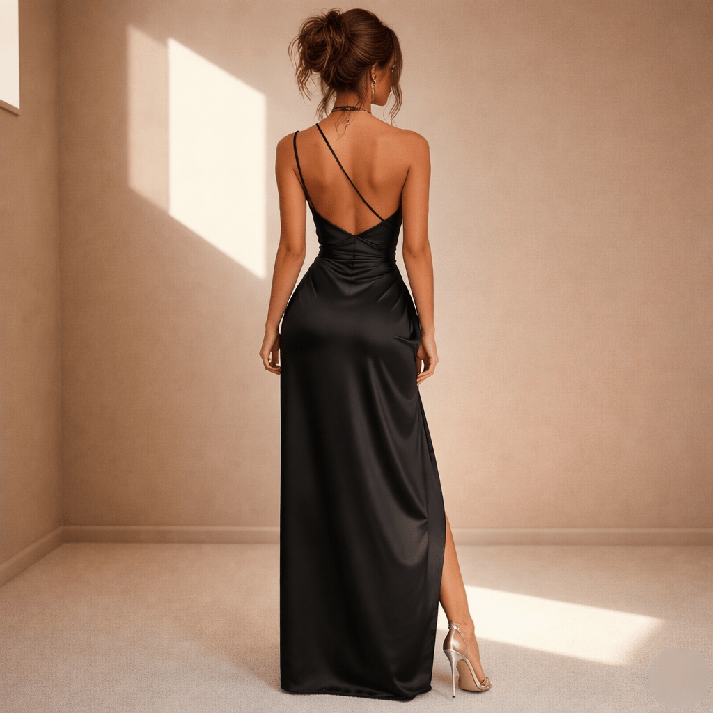 Black satin dress