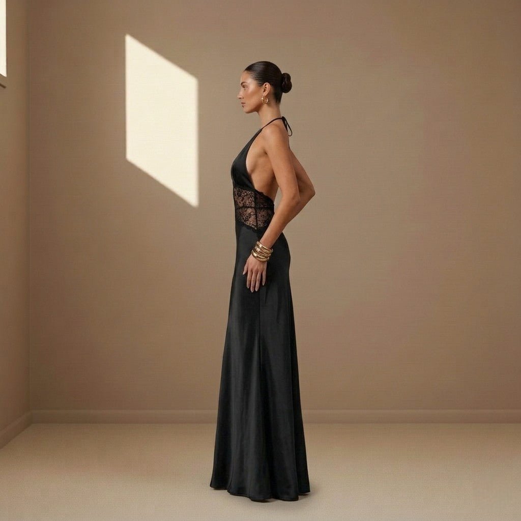 Black satin dress