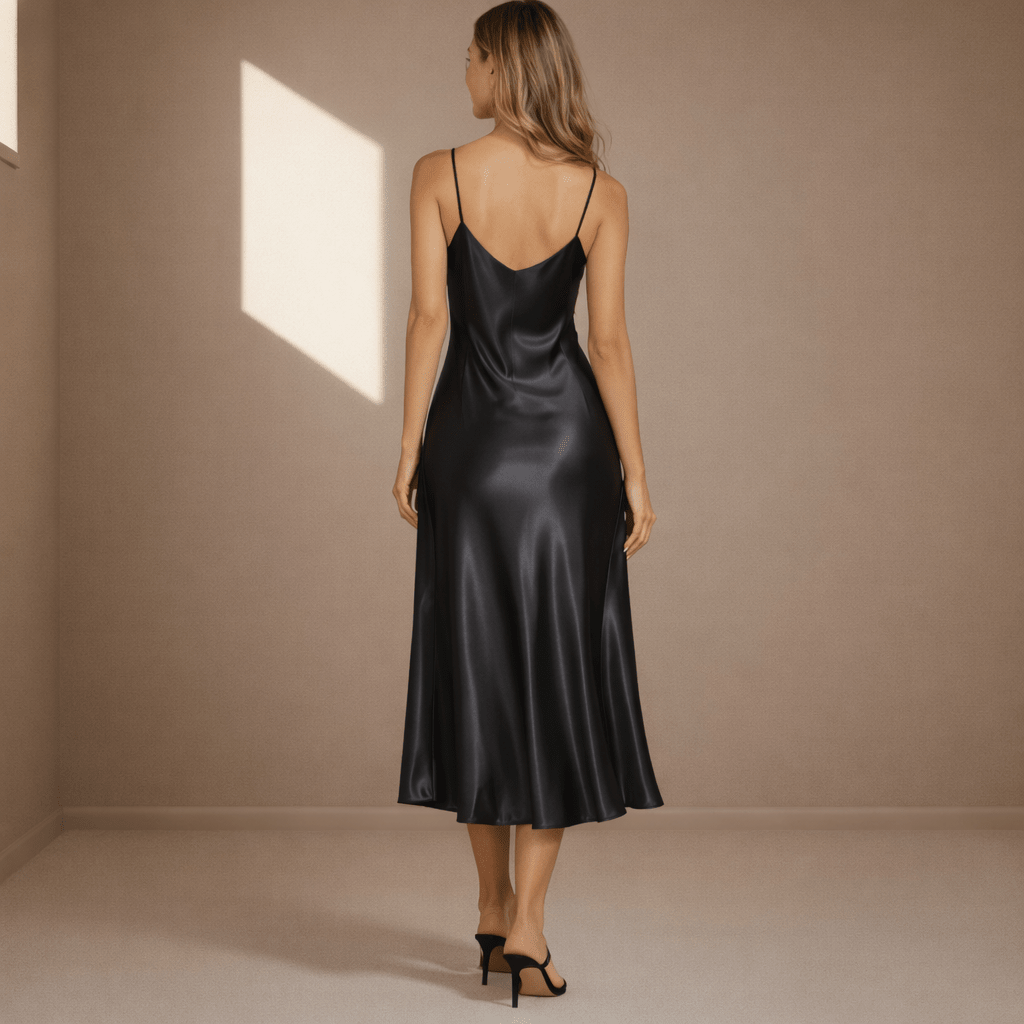 Black satin nightdress