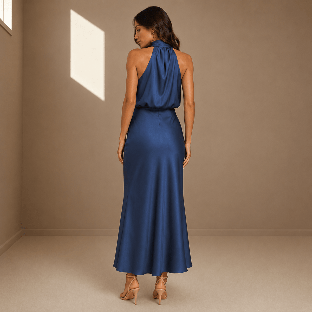 Blue satin dres