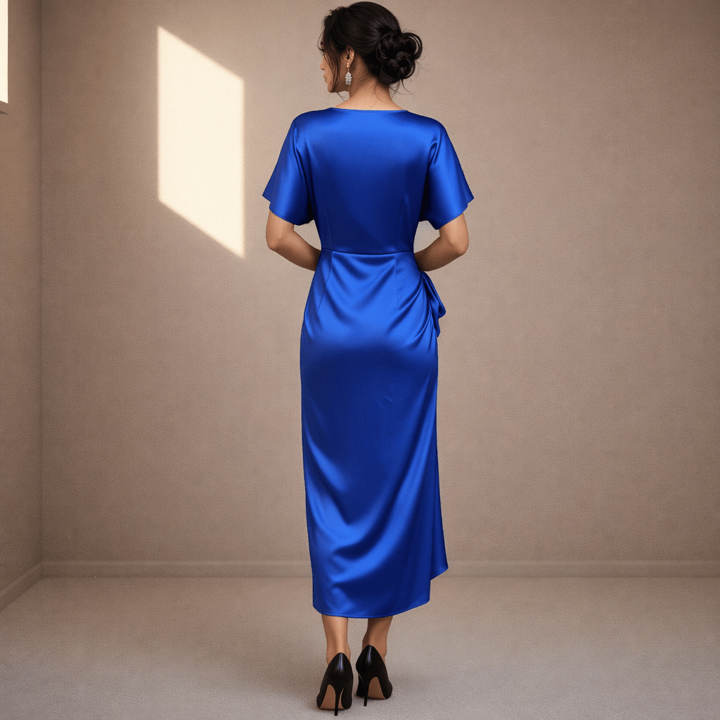 Blue satin dress
