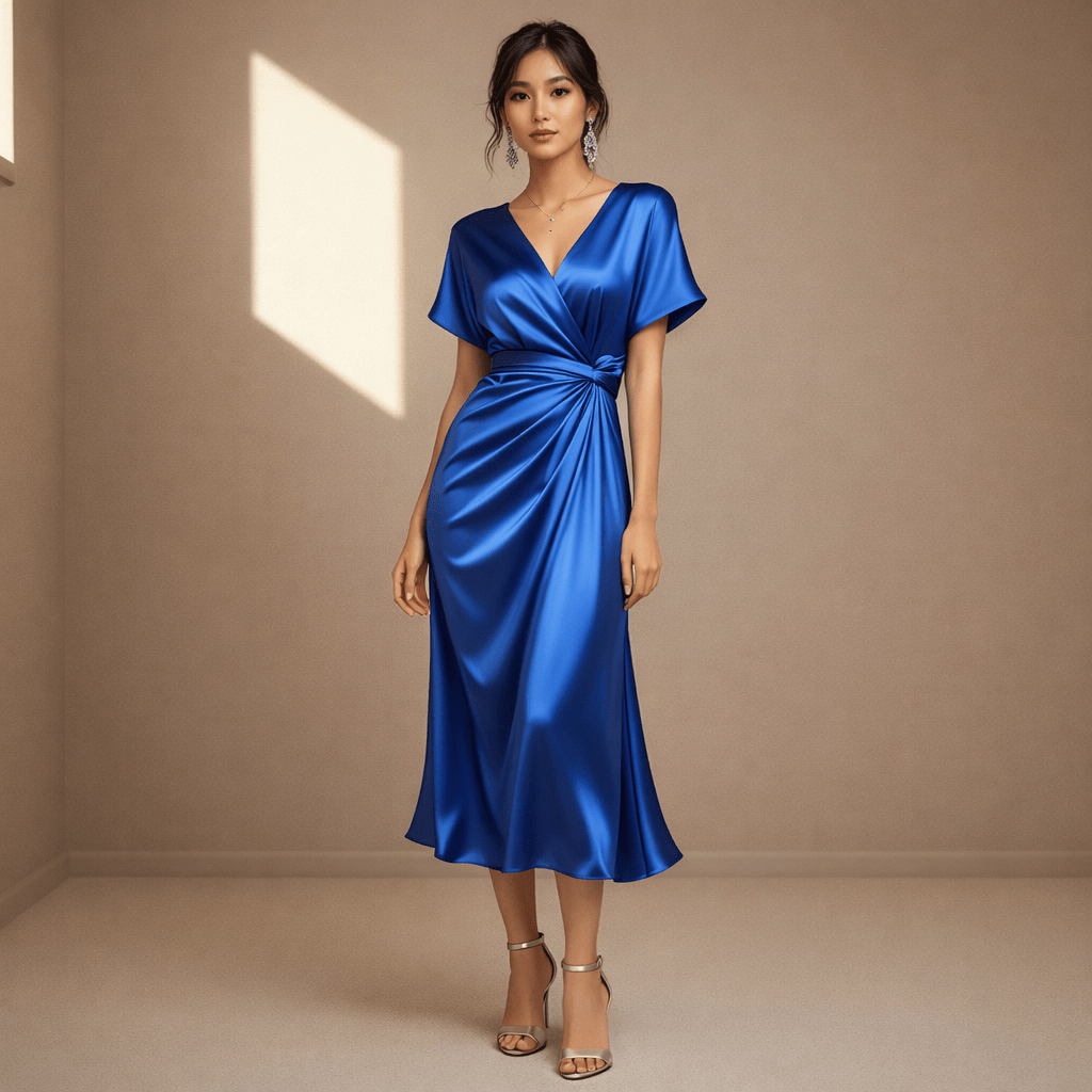 Blue satin dress