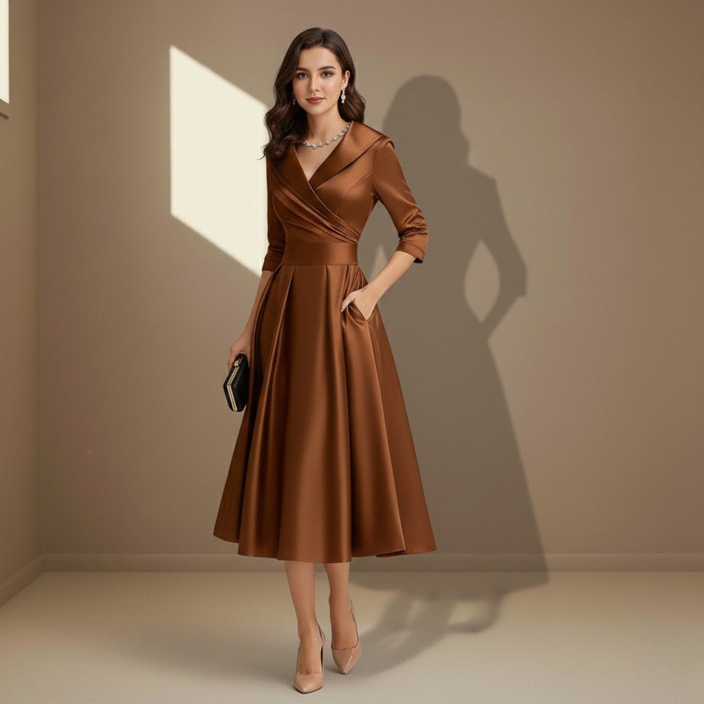Brown satin dress