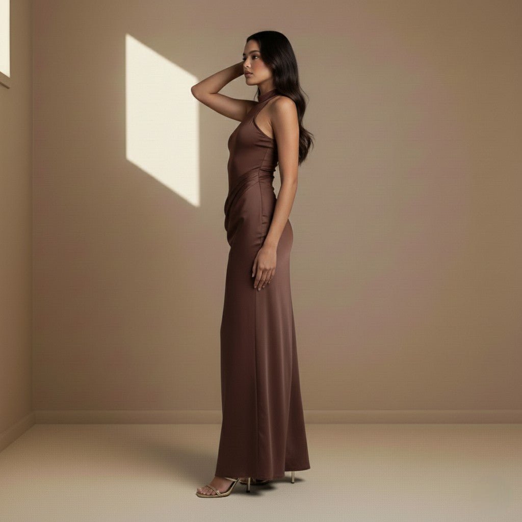 Brown satin dress