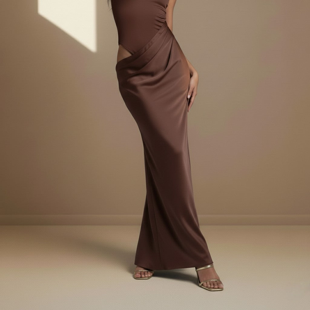 Brown satin dress