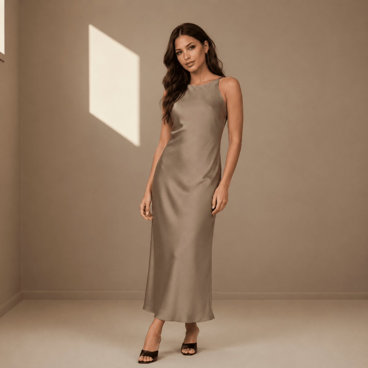 Brown satin dress