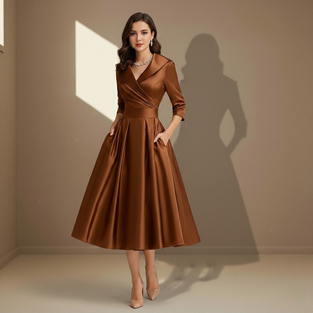 Brown satin dress