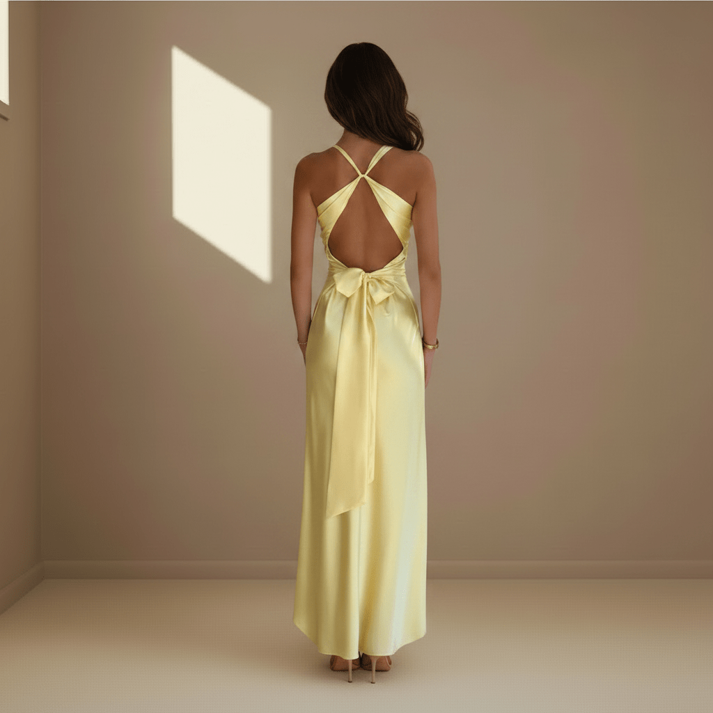 Butter yellow satin dress