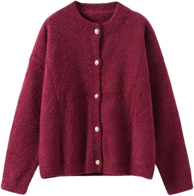 Button Up Cardigan for Women, Crew Neck, Long Sleeve – Casual, Fall Fashion