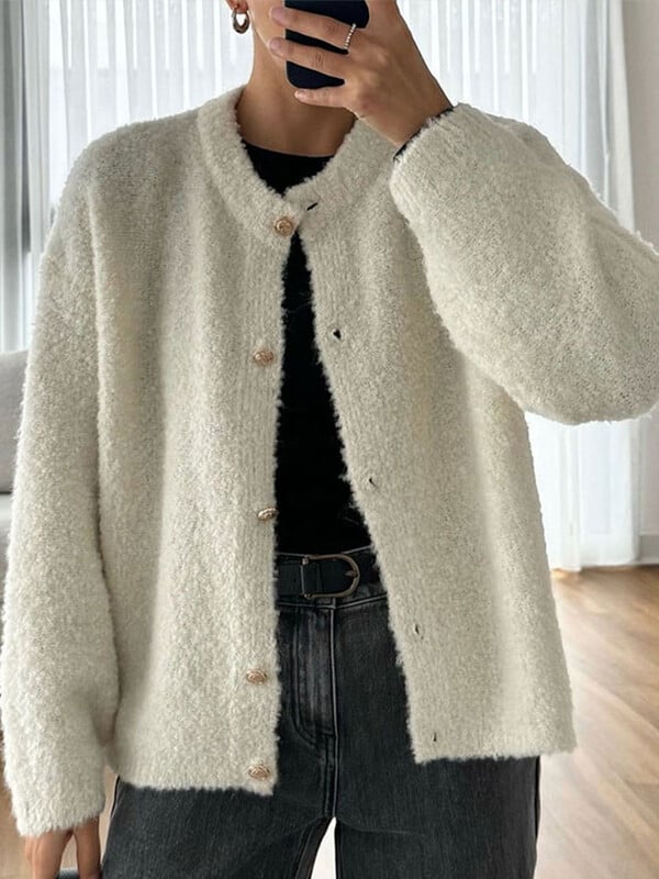 Button Up Cardigan for Women, Crew Neck, Long Sleeve – Casual, Fall Fashion