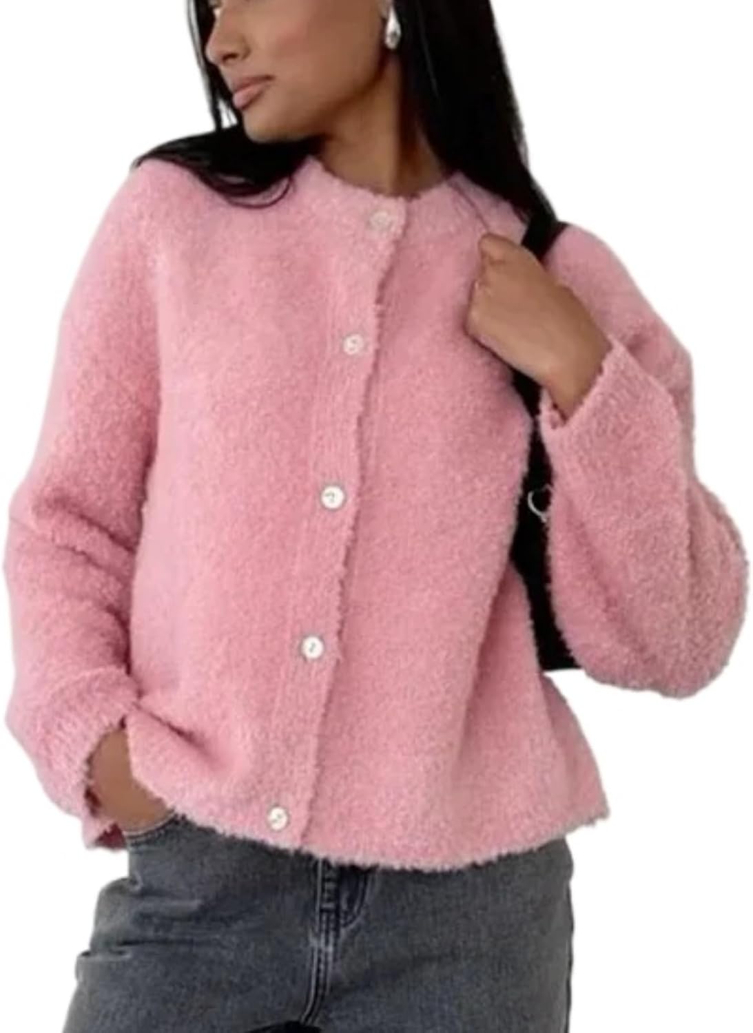 Button Up Cardigan for Women, Crew Neck, Long Sleeve – Casual, Fall Fashion