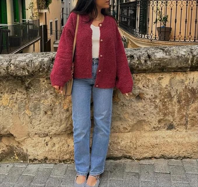 Button Up Cardigan for Women, Crew Neck, Long Sleeve – Casual, Fall Fashion
