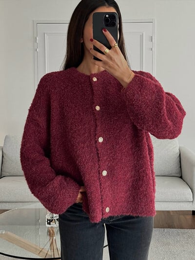 Button Up Cardigan for Women, Crew Neck, Long Sleeve – Casual, Fall Fashion