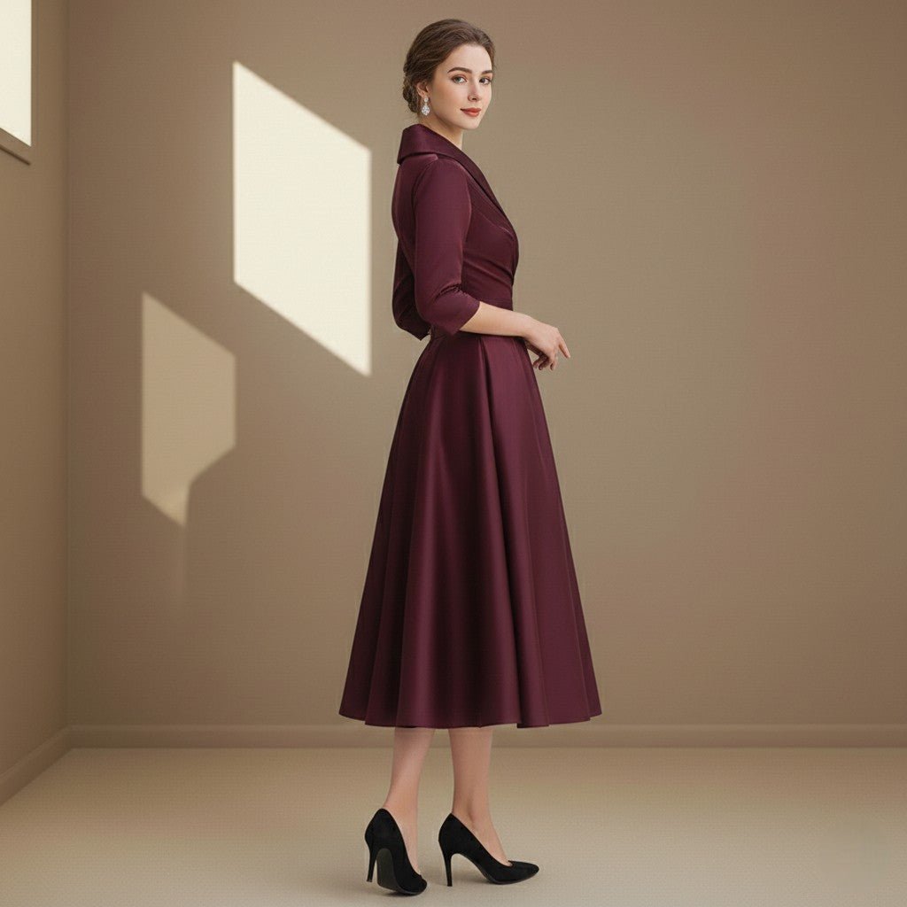 Dark red satin dress