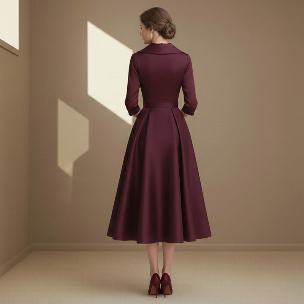 Dark red satin dress