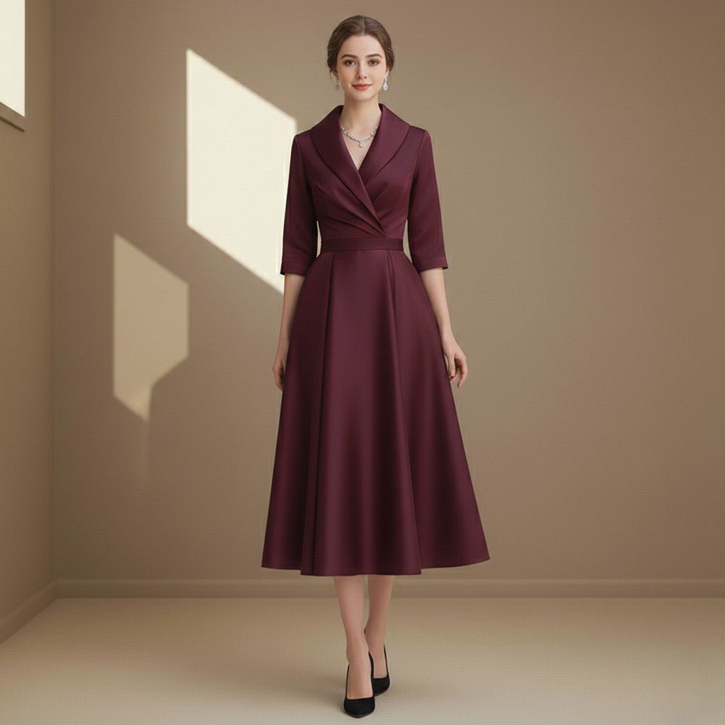 Dark red satin dress