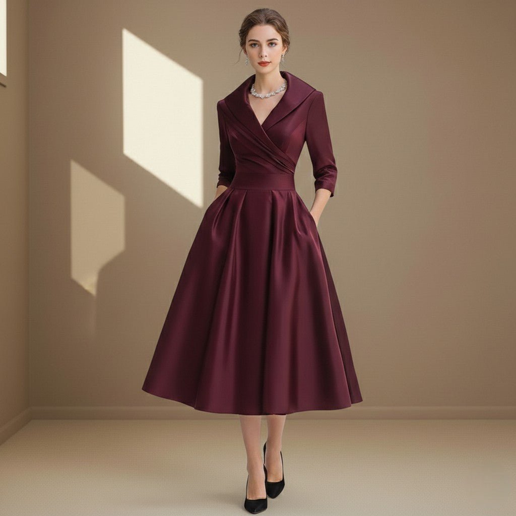 Dark red satin dress