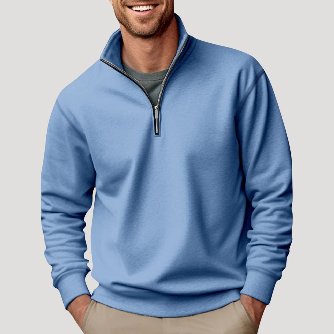 Men's Cotton Half-Zip Sweatshirt - Lightweight, Breathable, Versatile Casual Wear