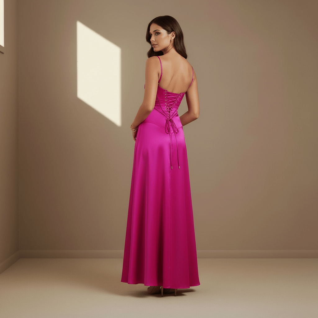 Fuchsia satin dress