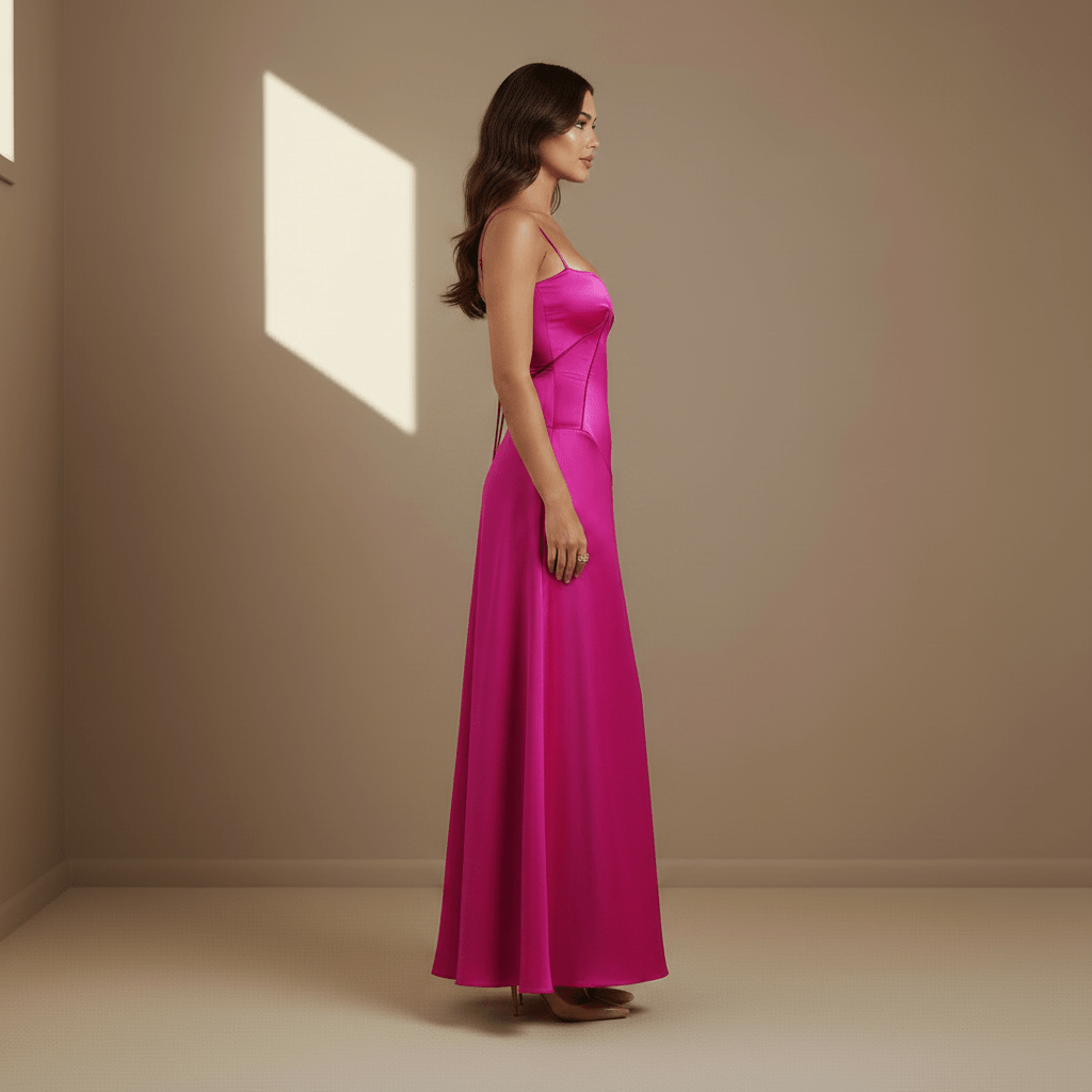 Fuchsia satin dress