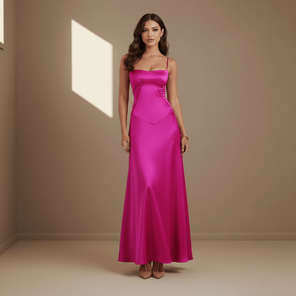Fuchsia satin dress