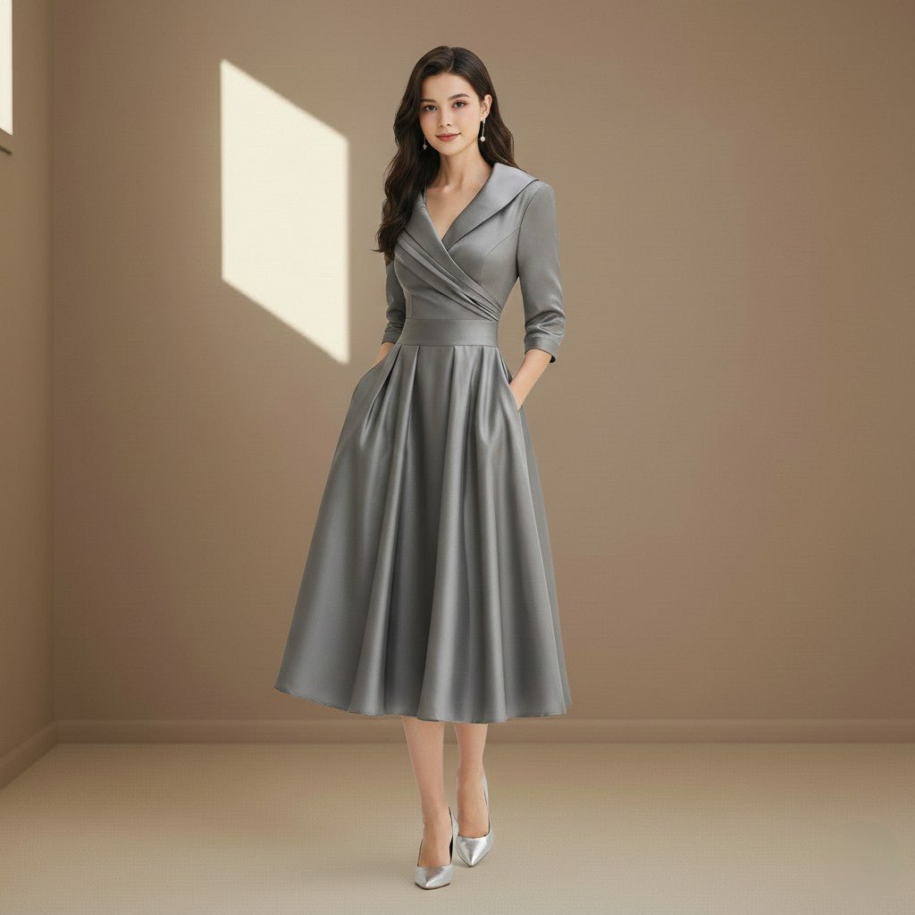 Grey satin dress