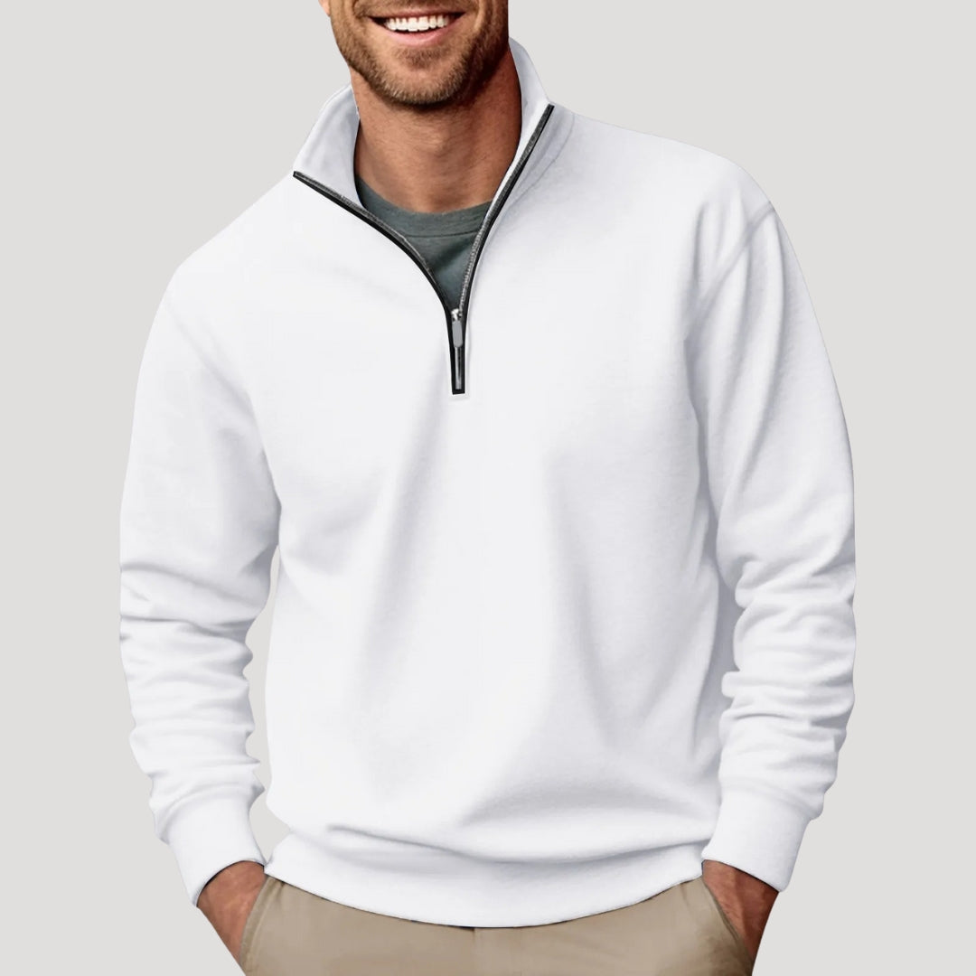 Men's Cotton Half-Zip Sweatshirt - Lightweight, Breathable, Versatile Casual Wear