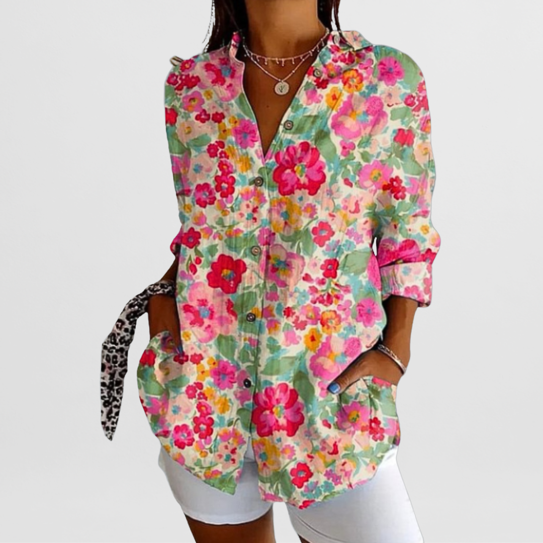 Women's Cotton Business Blouse - Lightweight, Breathable, Elegant Office Wear