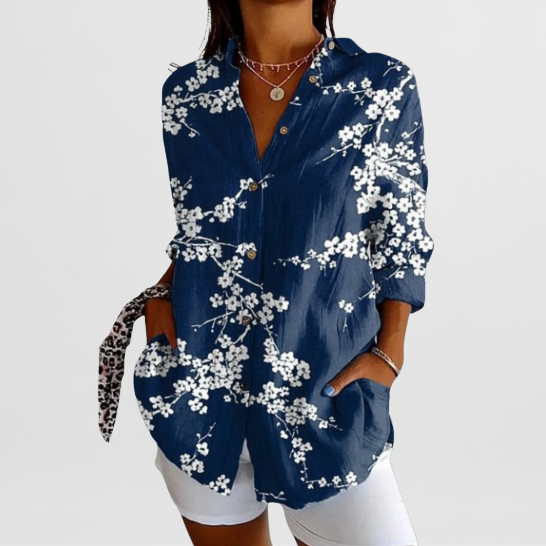 Women's Cotton Business Blouse - Lightweight, Breathable, Elegant Office Wear