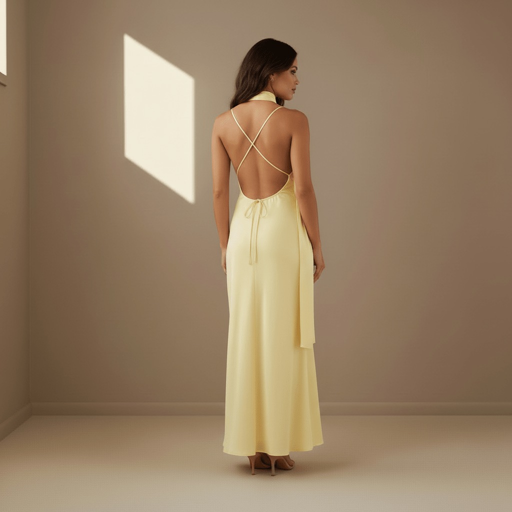 Lemon satin dress