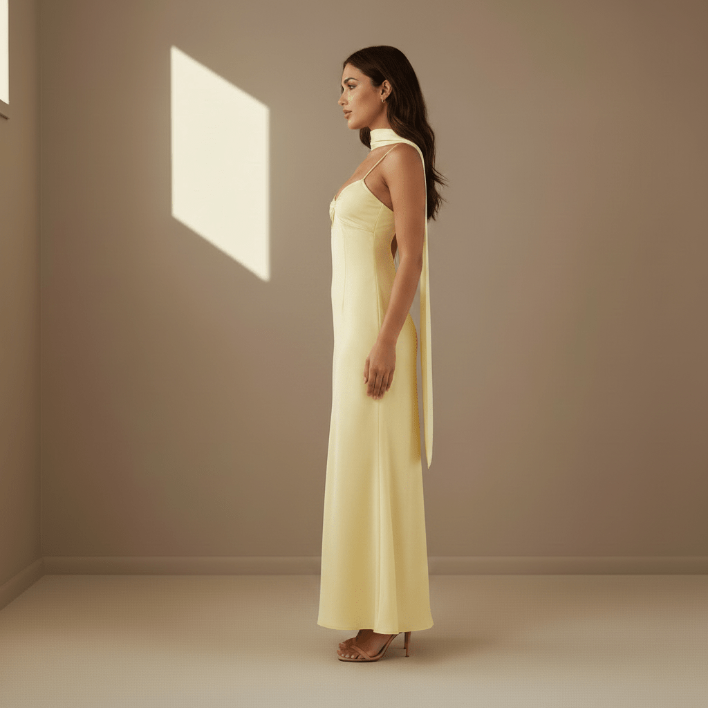 Lemon satin dress