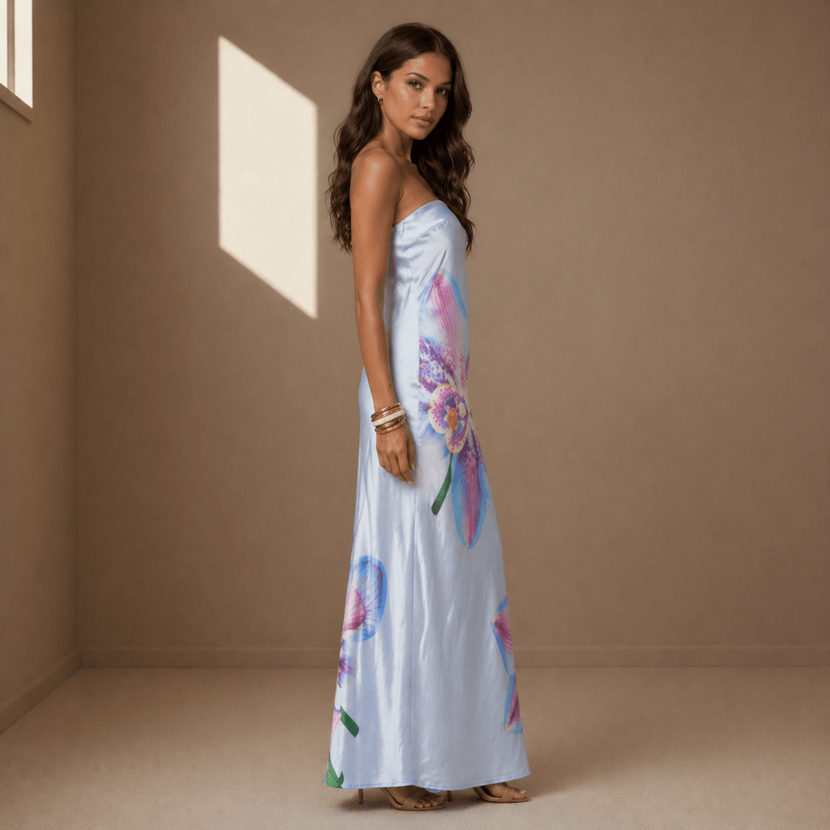 Light blue satin dress