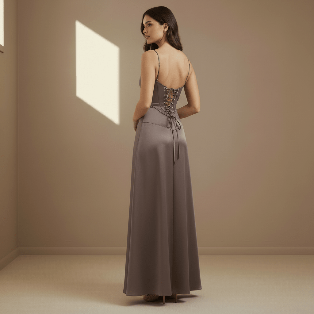 Mocha satin dress