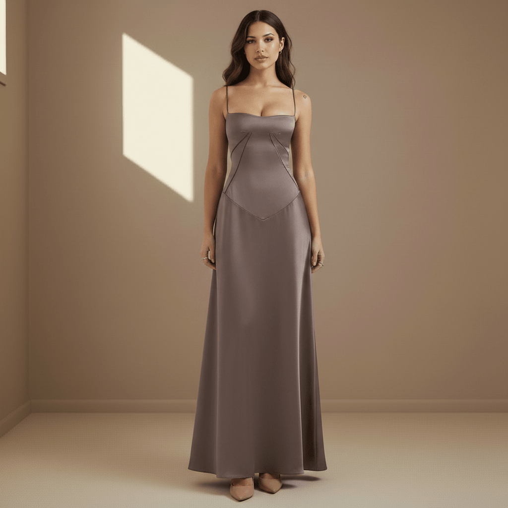 Mocha satin dress