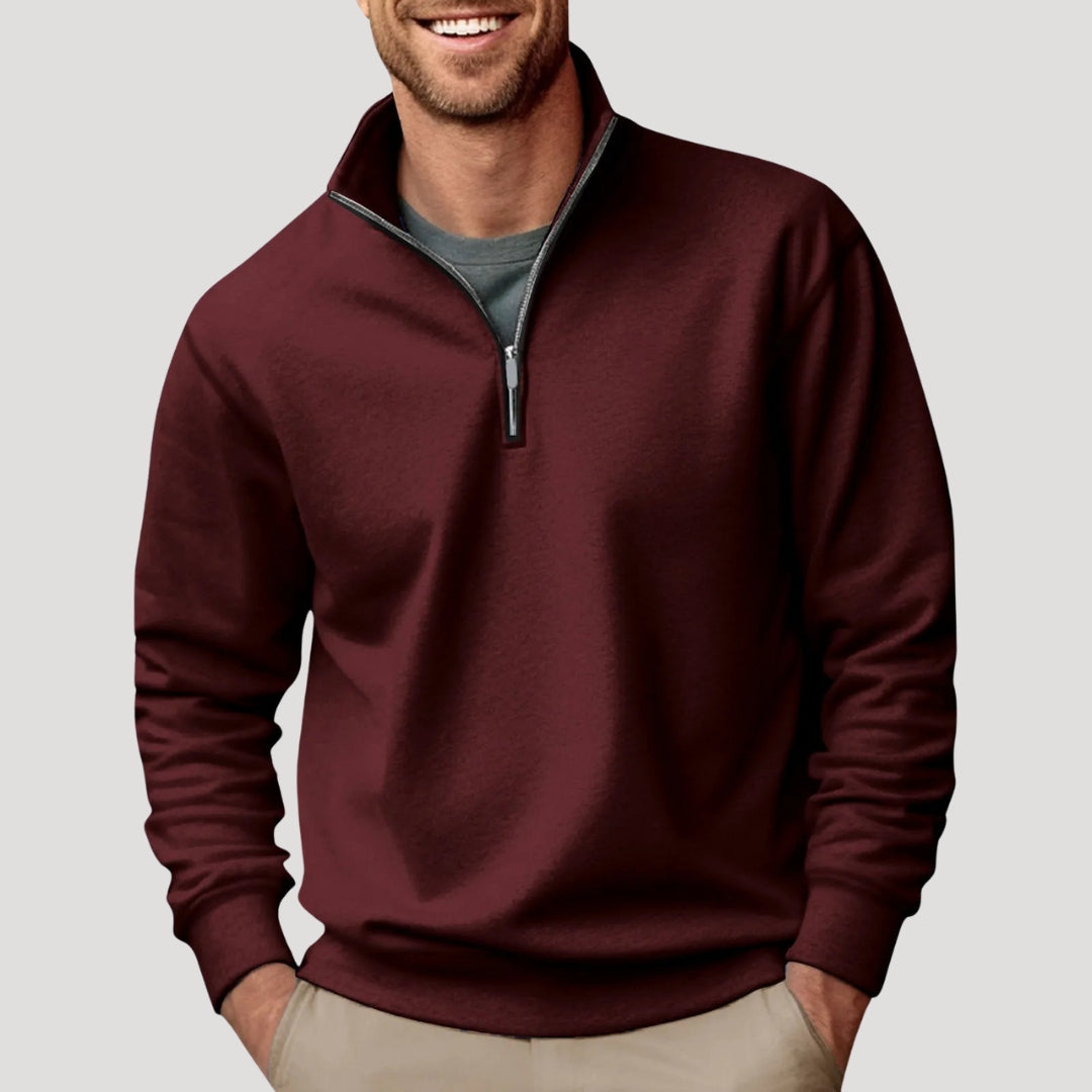 Men's Cotton Half-Zip Sweatshirt - Lightweight, Breathable, Versatile Casual Wear
