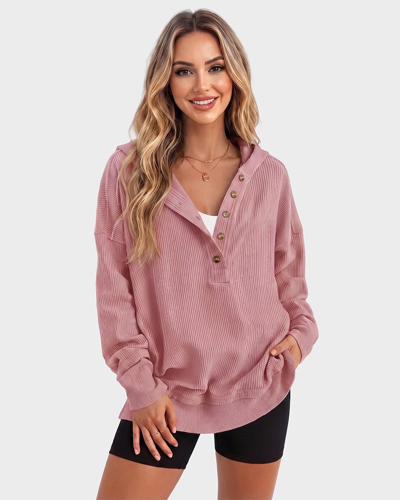 Oversized Ribbed Sweatshirt with Collar – Casual Wear, Everyday Comfort