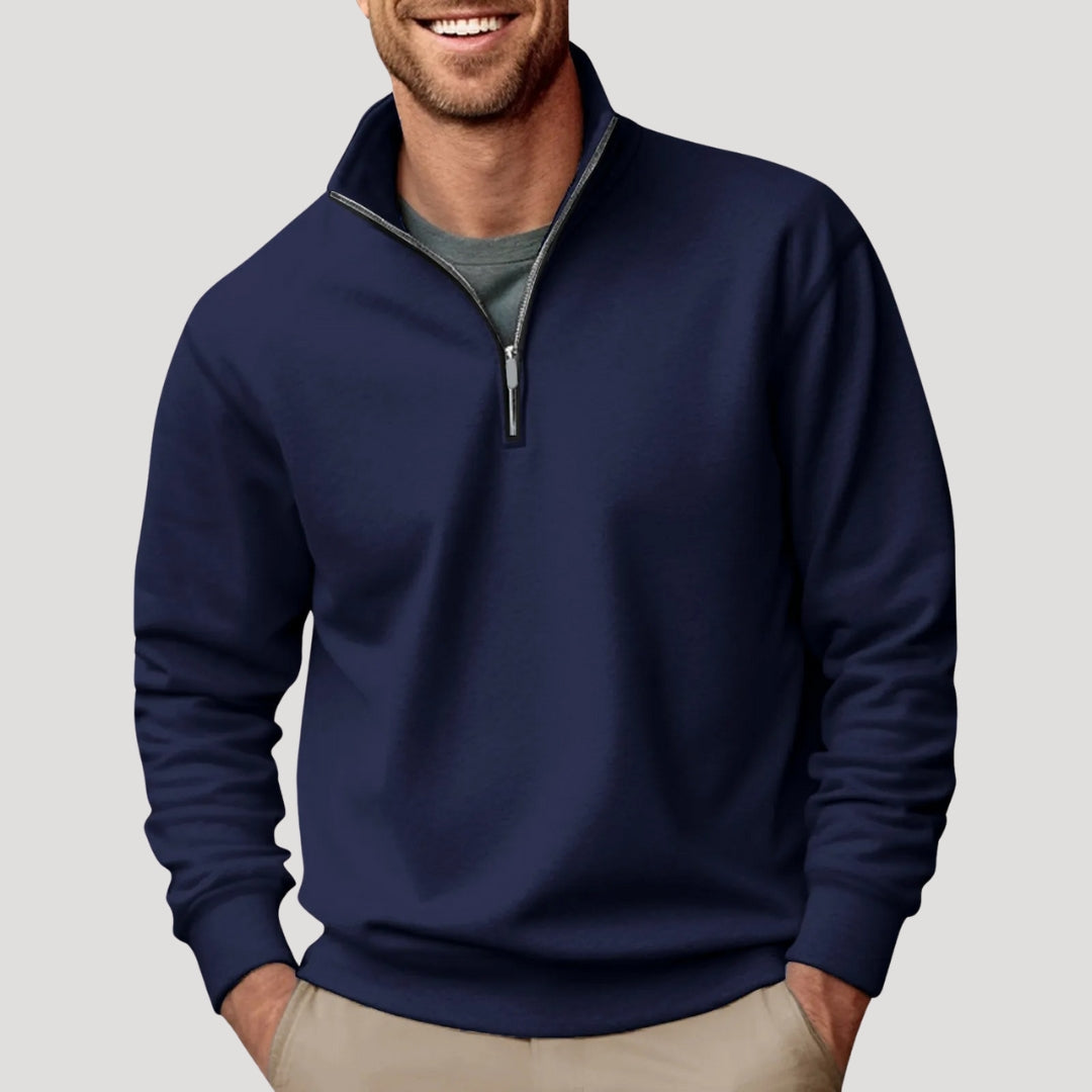 Men's Cotton Half-Zip Sweatshirt - Lightweight, Breathable, Versatile Casual Wear