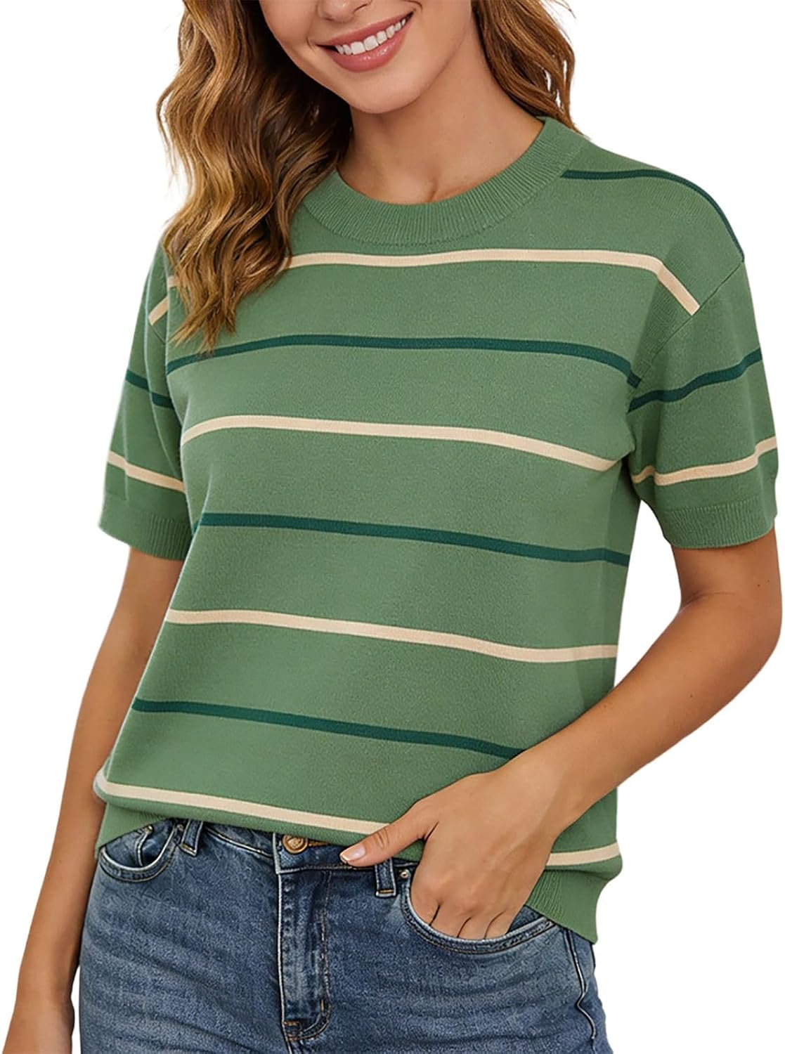 Striped Women's T-Shirt, Comfortable and Short-Sleeved – Summer, Casual Fashion