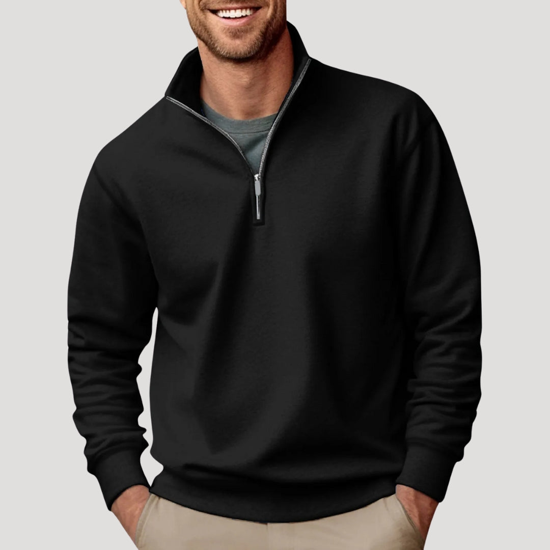 Men's Cotton Half-Zip Sweatshirt - Lightweight, Breathable, Versatile Casual Wear