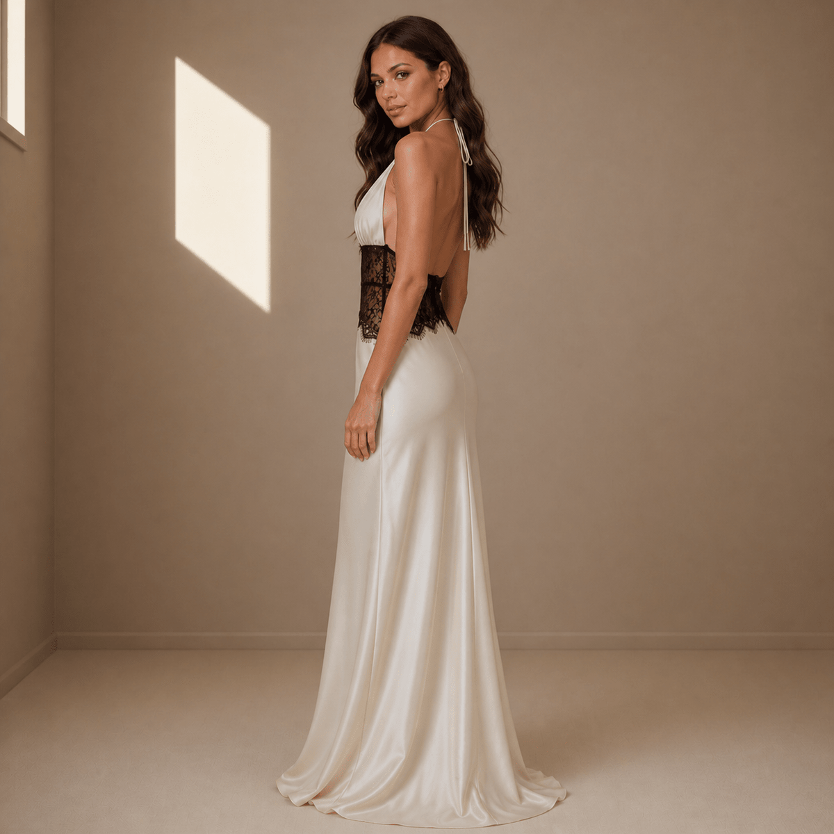 White satin dress
