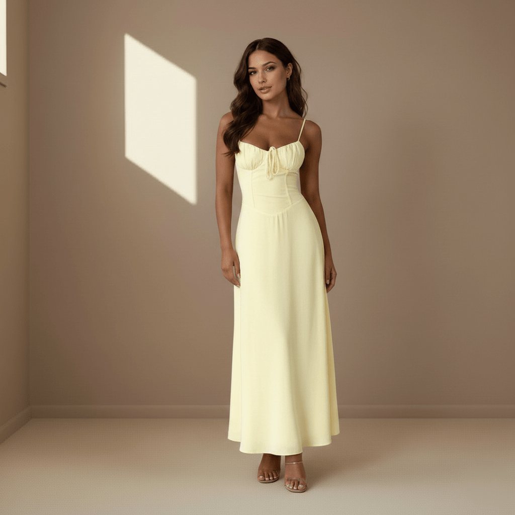 Yellow satin dress