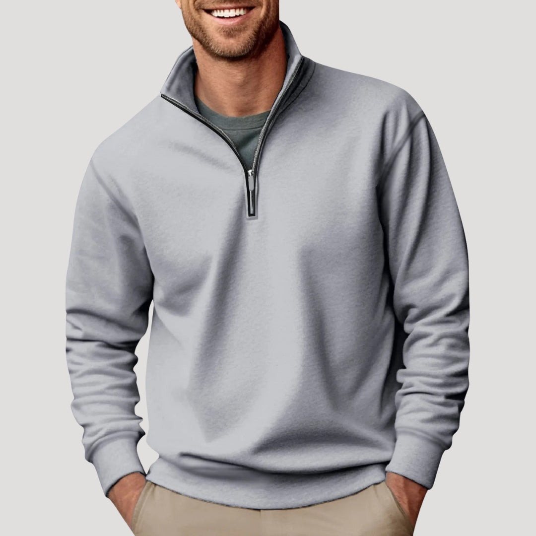 Men's Cotton Half-Zip Sweatshirt - Lightweight, Breathable, Versatile Casual Wear
