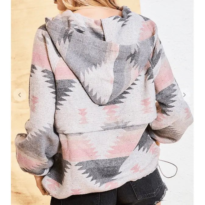 Aztec Pattern Women's Hoodie - Cozy Cotton Blend Casual Sweatshirt - Satinni