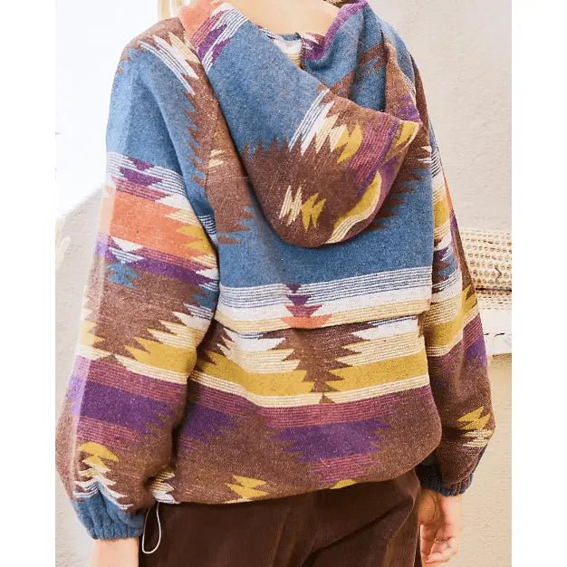 Aztec Pattern Women's Hoodie - Cozy Cotton Blend Casual Sweatshirt - Satinni