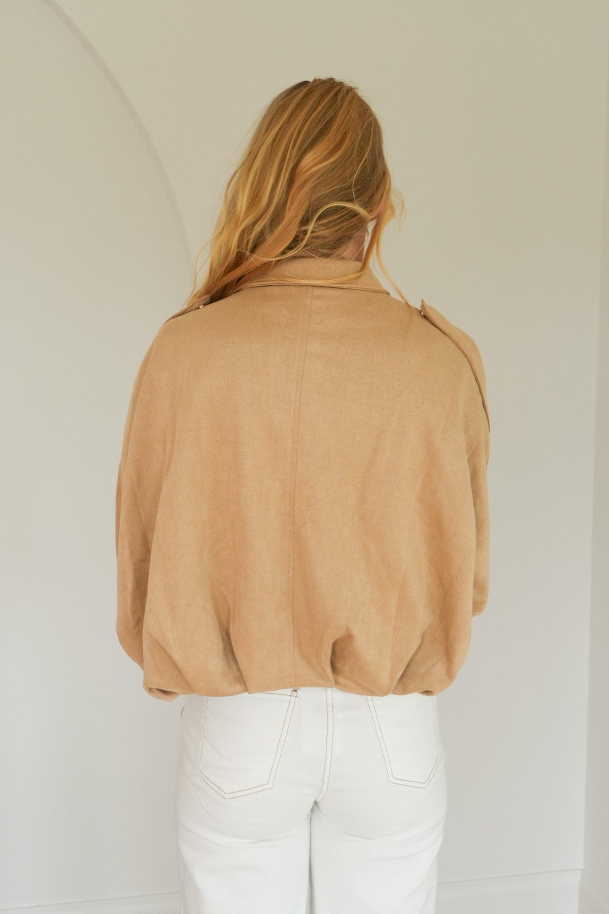 Beige Suede Bomber Jacket – Casual Wear, Stylish Layering - Satinni